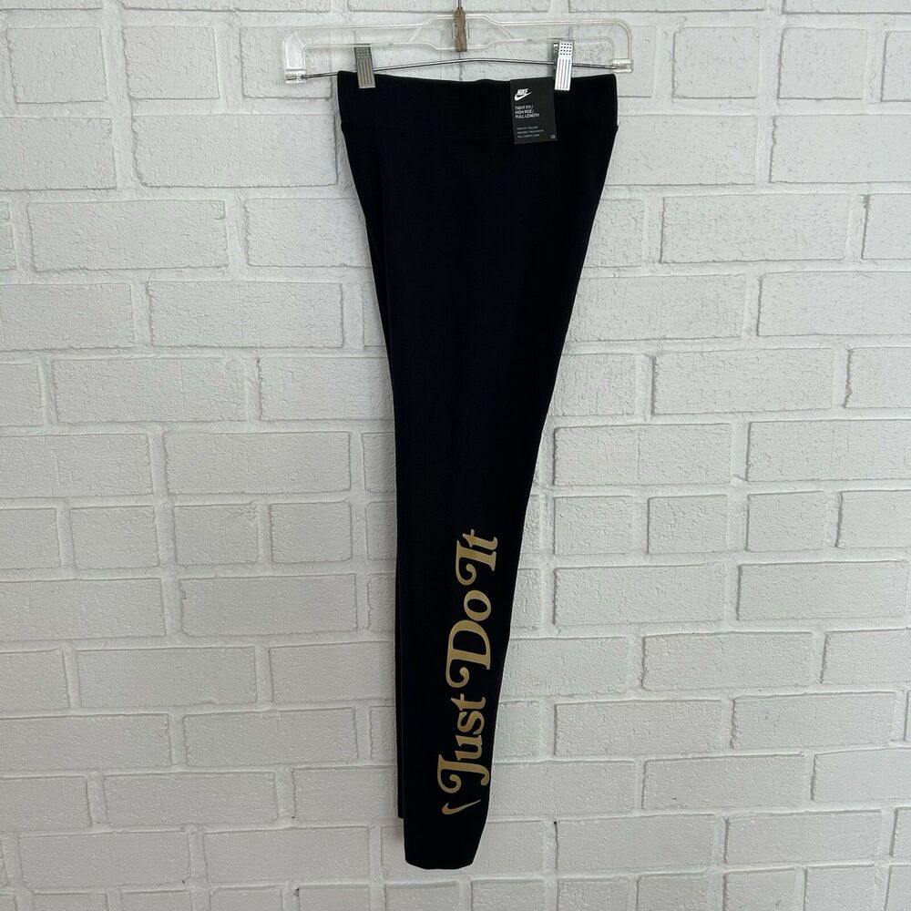Nike Leggings Womens XS Black High Rise Full Length Tight Fit New Just Do It